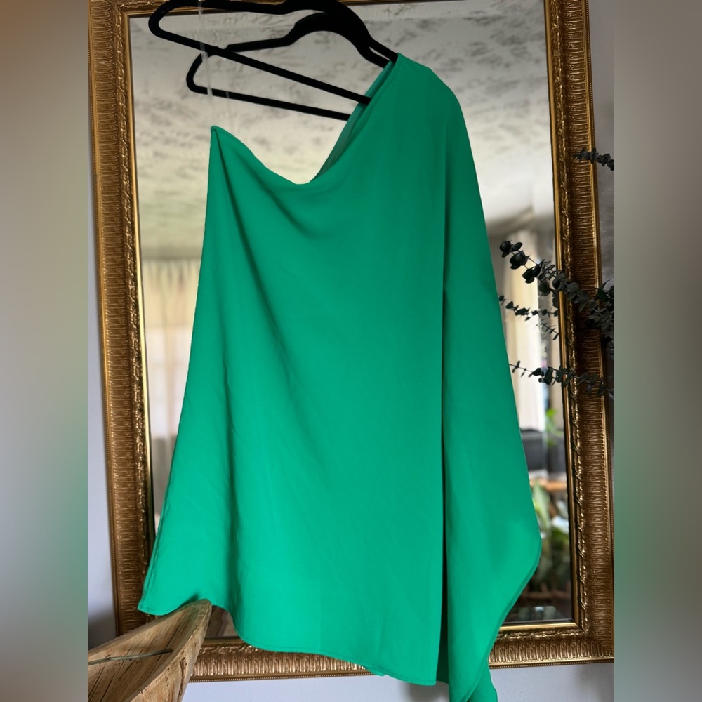 VICI Green One Shoulder Dress 🌴 Coastal Resort Vacation Brunch Statement Mini - Picture 4 of 7